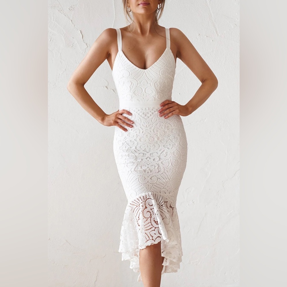 Jaus Liana MIDI Dress, white, size 2XL (size 12)